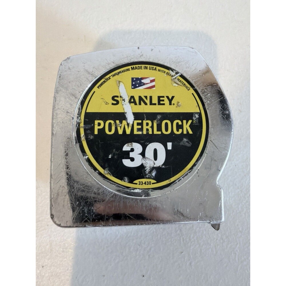 Stanley 33-430 PowerLock 30 ft Tape Measure Chrome Used Good